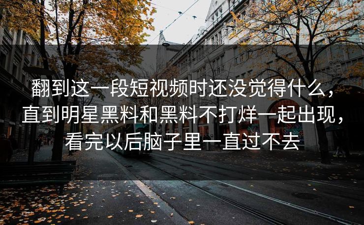 翻到这一段短视频时还没觉得什么，直到明星黑料和黑料不打烊一起出现，看完以后脑子里一直过不去