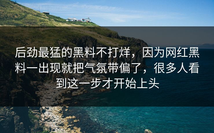 后劲最猛的黑料不打烊，因为网红黑料一出现就把气氛带偏了，很多人看到这一步才开始上头