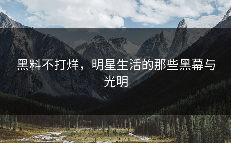 黑料不打烊，明星生活的那些黑幕与光明