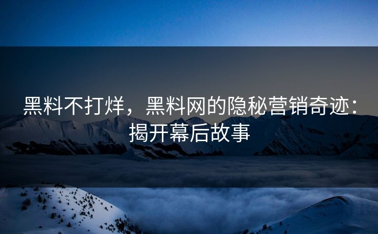 黑料不打烊，黑料网的隐秘营销奇迹：揭开幕后故事